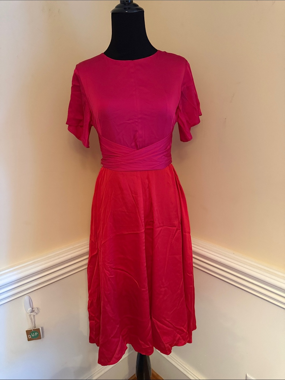 Ann‎ Taylor Fuchsia Pink Midi Fit-and-Flare Dress Size 2